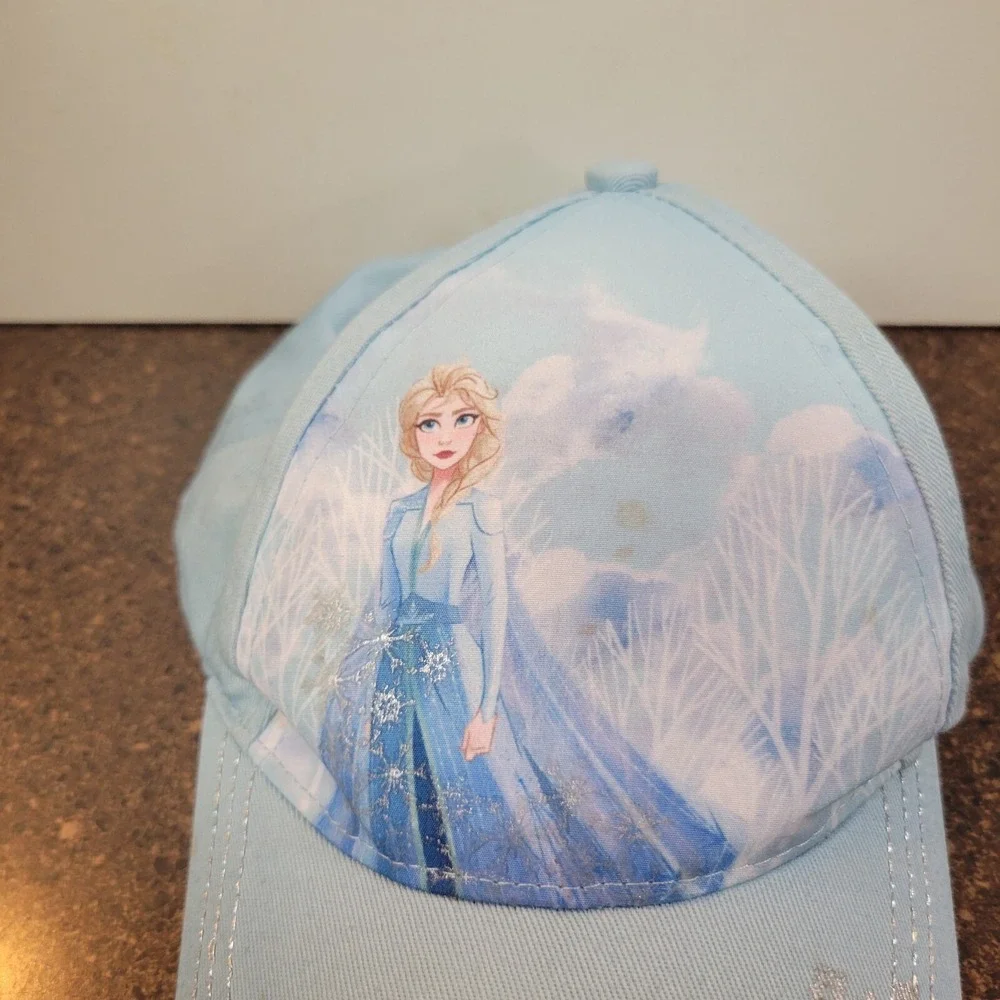 Walt Disney Frozen Baseball Cap Girls OS Blue Silver Metallic Strapback Hat